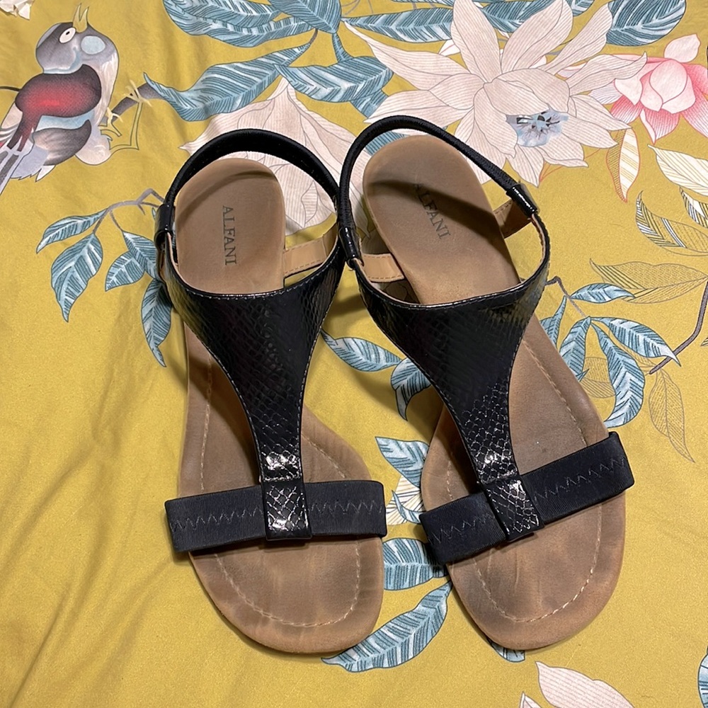 Alfani Womens Vacanzaa Open Toe Casual Platform Sandals, Black, Size 7.5
